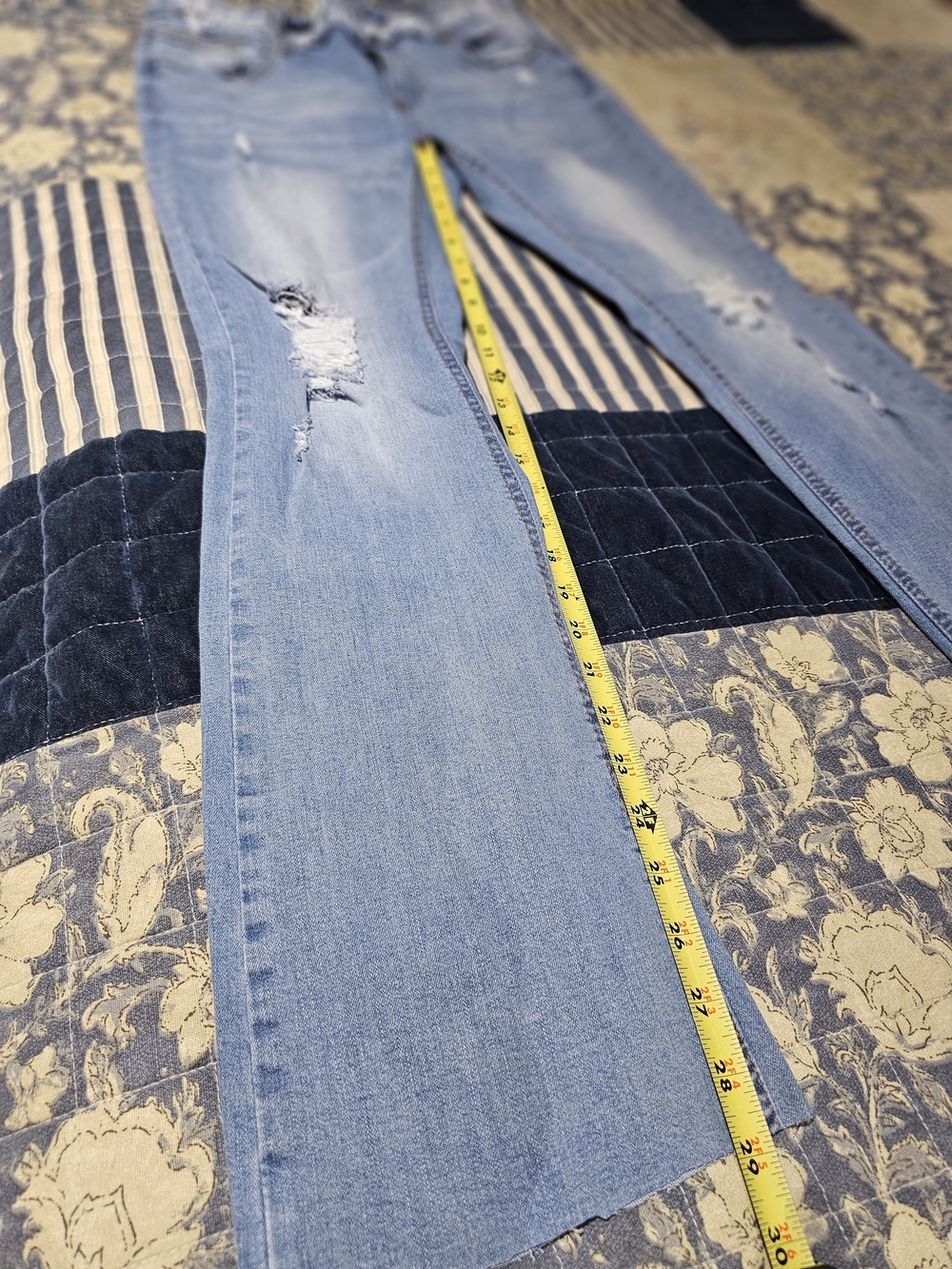 Lucky & Blessed Light Blue Distressed Flare Boot-cur Jeans - Picture 4 of 7